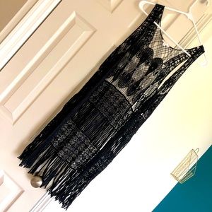 Black lace cardigan shirt